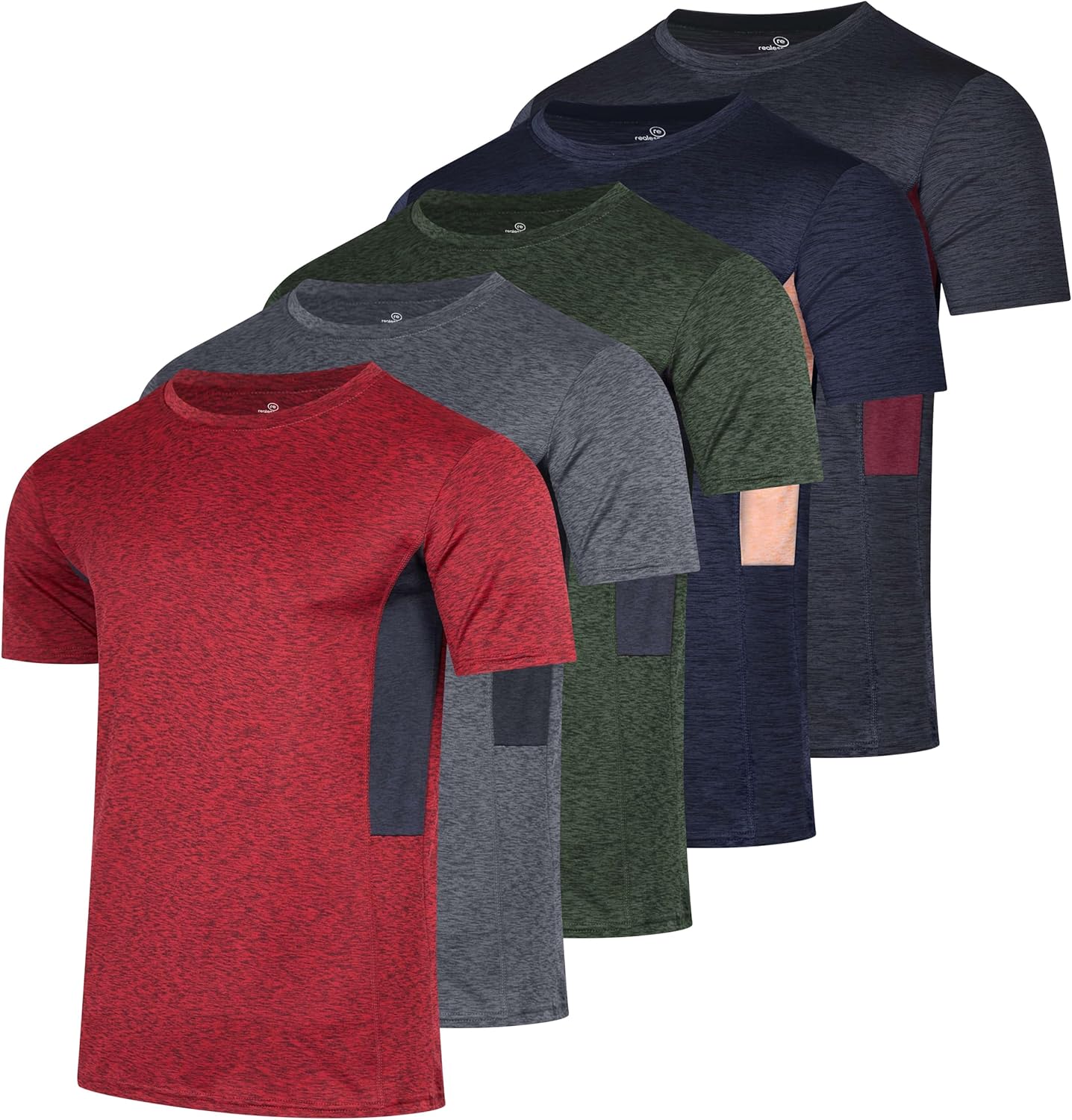 Real Essentials 5 Pack: Men\u2019s Short Sleeve Dry Fit T-Shirts \u2013 Moisture Wicking Athletic Workout Gym Fitness Casual Tees - Image 17