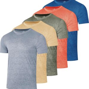 Real Essentials 5 Pack: Men\u2019s Short Sleeve Dry Fit T-Shirts \u2013 Moisture Wicking Athletic Workout Gym Fitness Casual Tees