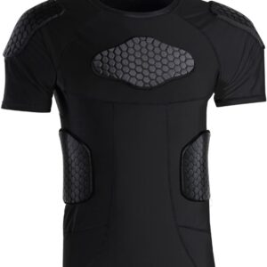 STONEKISS Men\u2019s Padded Shirts Short Sleeve Compression T Shirt Rib Chest Protective Gear
