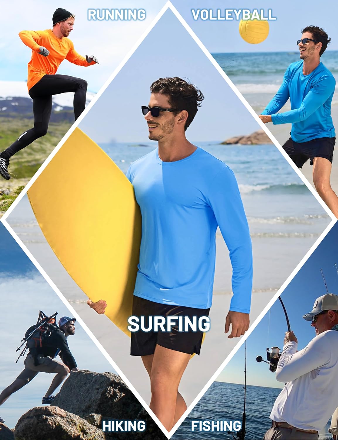 TACVASEN Men's Long Sleeve UPF 80+ Shirts Sun Protection UV SPF Shirts Rash Guard Fishing Running Quick Dry Lightweight - Image 7