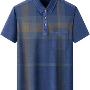 THJKUPO Men's Lapel Loose Shirt Thin Short Sleeve Cotton