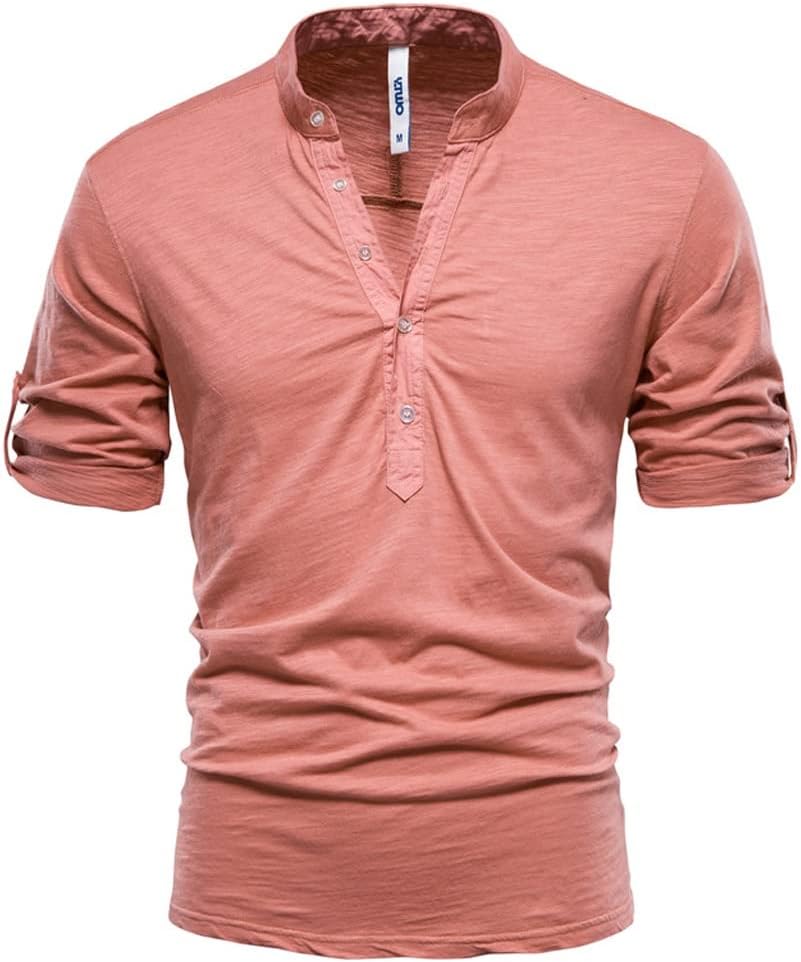 THJKUPO Slim Stand Collar Sports Men's T-Shirt Breathable Quick Drying T-Shirt V-Neck T-Shirt Men's Shirt