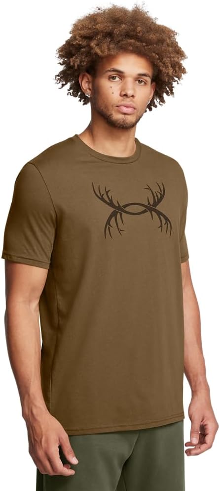 Under Armour Mens Antler Logo Short Sleeve T Shirt | Casual Hunting Apparel | Camo Graphic Tee