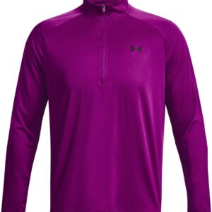 Under Armour Mens Tech 2.0 1/2 Zip-Up T-Shirt , (573) Mystic Magenta / / Black , Large