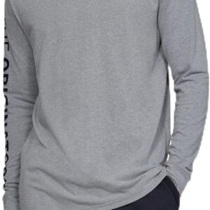 Under Armour Men's Wordmark Sleeve Long Sleeve Tee (US, Alpha, XX-Large, Regular, Regular, Grey (Steel Light Heather/Black)
