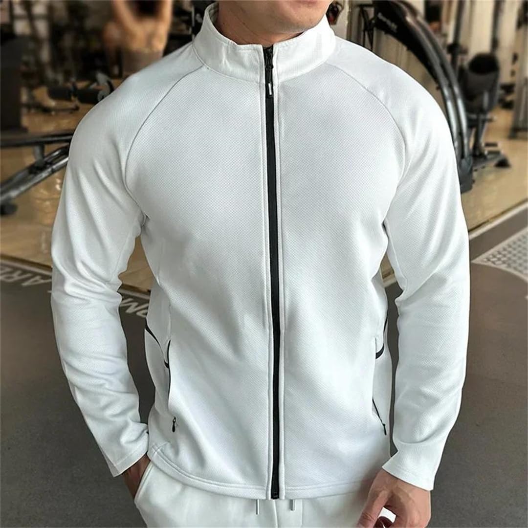 VMAKBUWIS Men's Jacket Sports Jersey Zip Up Long Sleeve T-Shirts Quick Dry Gym Fitness Coats Running Sweatshirts - Image 2