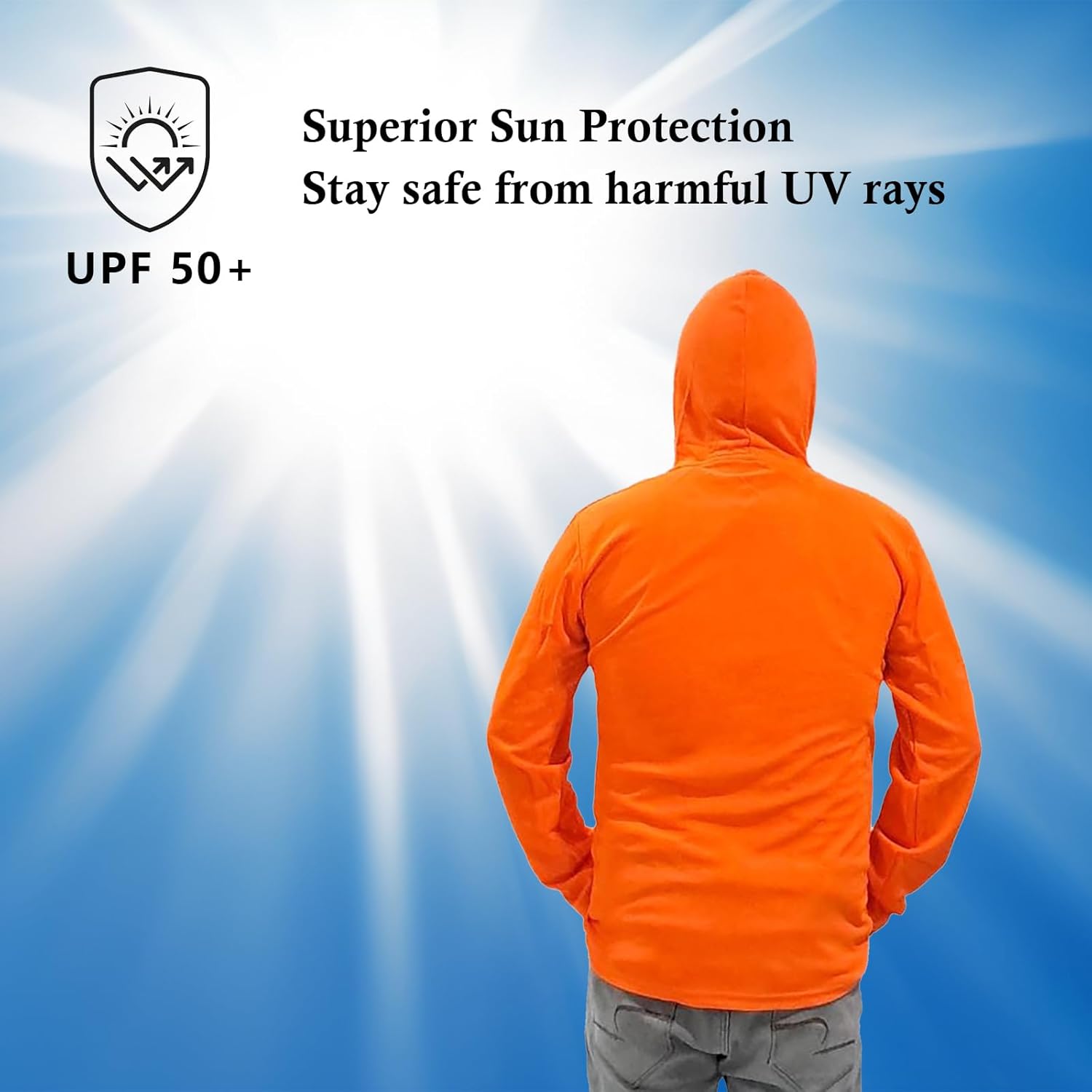 Zeluga Sun Protection UPF 50+ Safety Construction Work T-Shirts, High Visibility Hoodie, Polyester Long Sleeve Hooded - Image 2