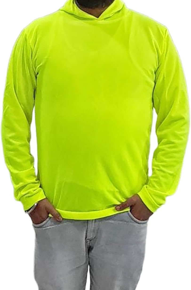 Zeluga Sun Protection UPF 50+ Safety Construction Work T-Shirts, High Visibility Hoodie, Polyester Long Sleeve Hooded - Image 6